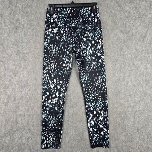 Layer 8 Qwick-Dry High Rise Leggings Small S Black Blue Abstract Speckle Yoga